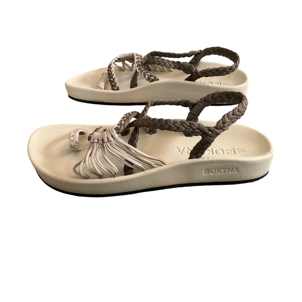 Bokyna Soul Sandals Womens 37 Beige Brown Braided Rope Strappy Boho Comfort
